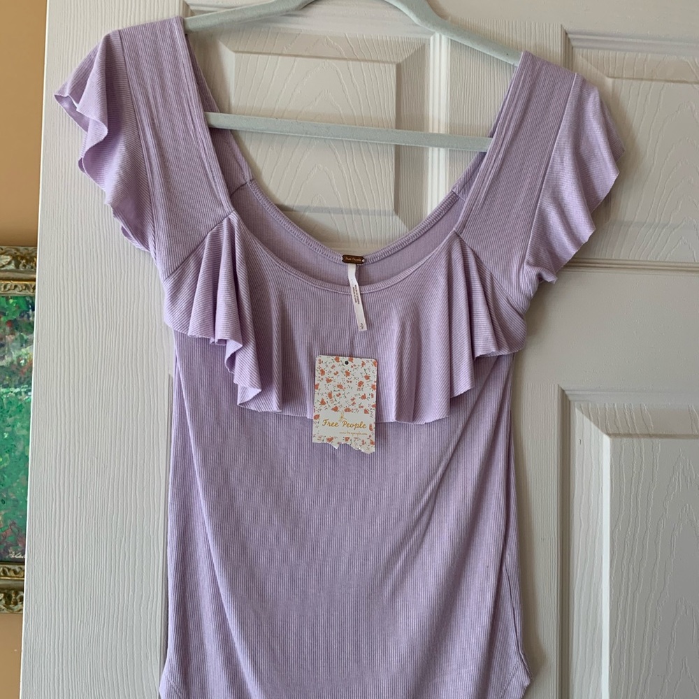 Free People Lilac Ruffle Top - Picture 3 of 4